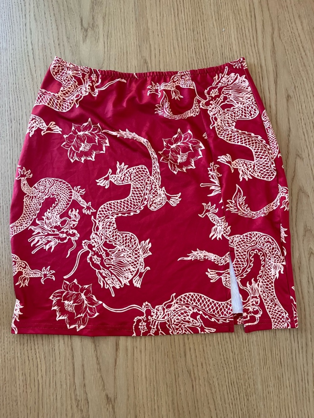 Red Dragon Print Mini Skirt
